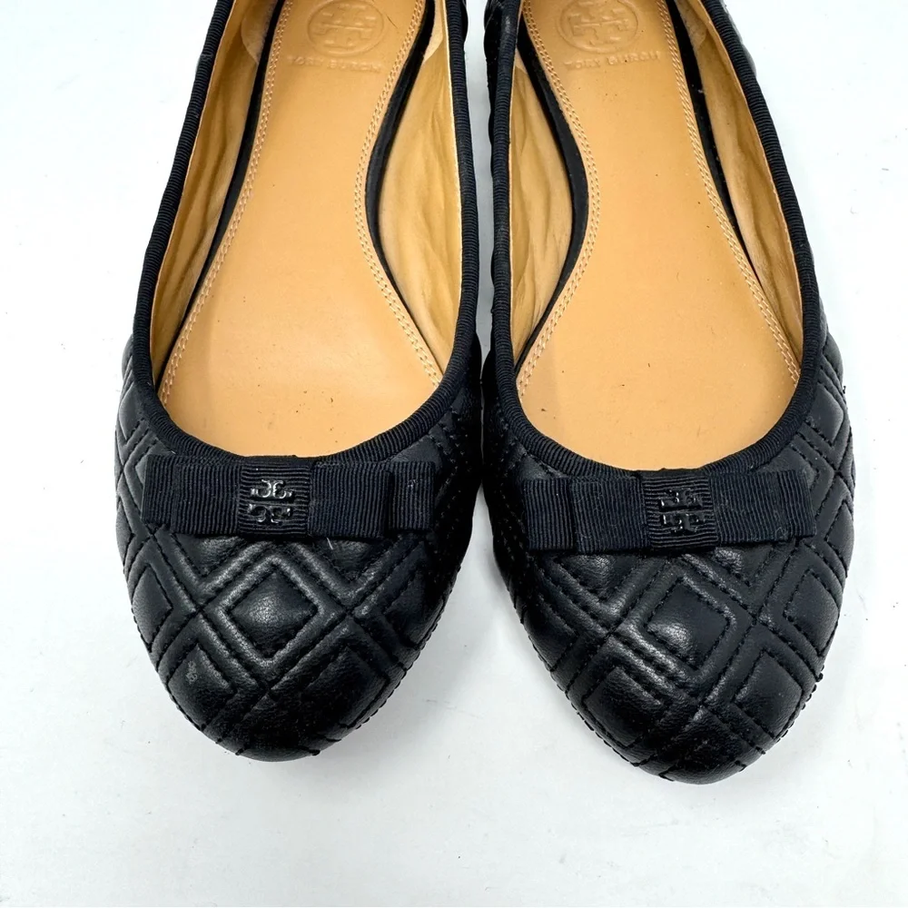Tory Burch Marion Quilted Leather Ballet Flat Black